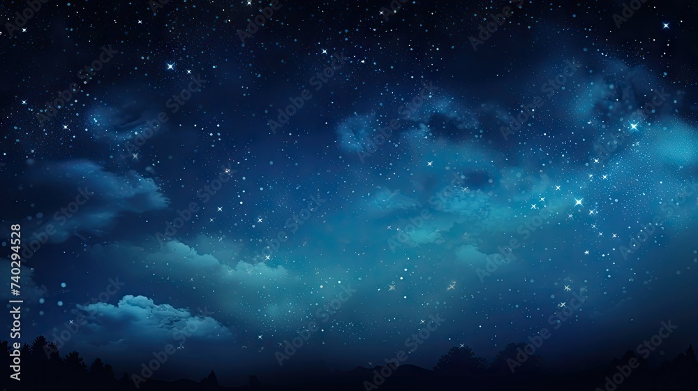 Majestic Night Sky Filled with Bright Stars and a Deep Blue Hue