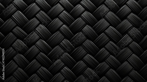 Elegant Black Canvas Weave Pattern: Luxurious Texture Background Design