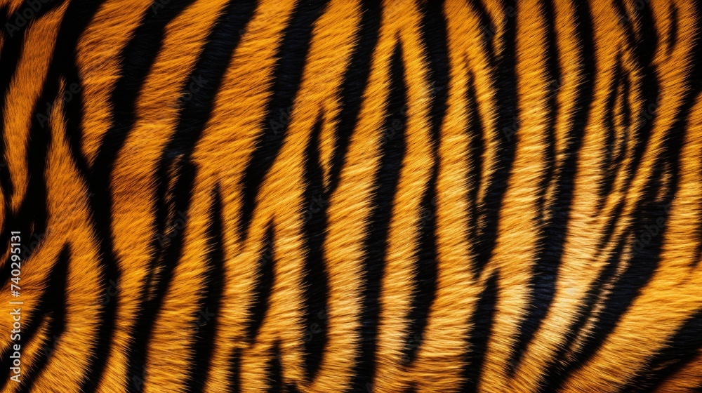 Detailed Close-Up of Tiger's Fur Showing Intricate Patterns and Textures Detailed Close-Up of Tiger's Fur Showing Intricate Patterns and Textures