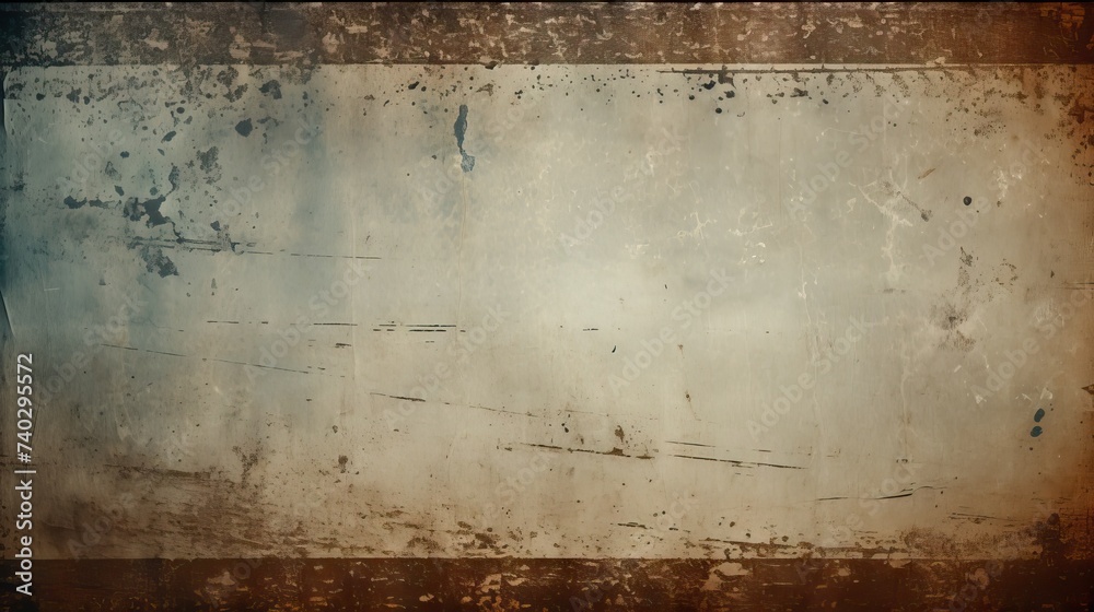 Vintage Film Strip Texture with Grained, Scratched Surface and Blank White Sign on Wall