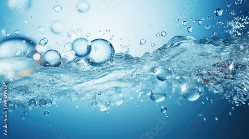 Sparkling Water Bubbles in a Refreshing Blue Background for a Calm and Relaxing Atmosphere