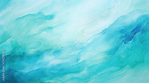 Soothing Abstract Watercolor Painting in Teal Blue and Green Shades as Liquid Fluid Texture Background
