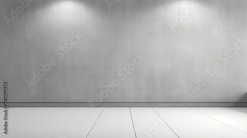 Minimalist White Room with Illuminated Spotlights for Product Display or Presentation