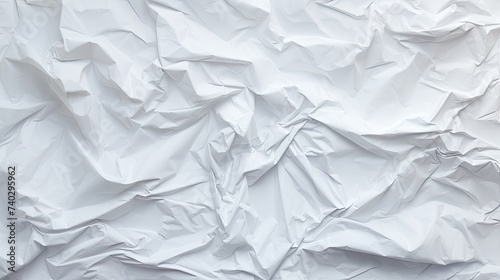 Texture of Crumpled White Paper Sheet Background with Creases and Folds