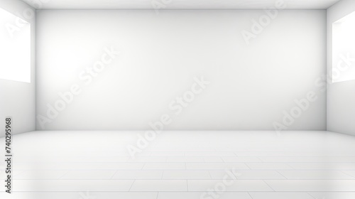 Minimalistic White Room Interior with Soft Shadows, Ideal for Product Presentation