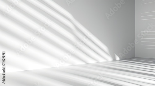 Minimalistic White Room featuring Abstract Lines and Shadows with Soft Illumination