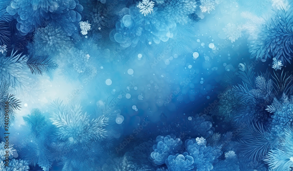 Beautiful illustration of Winter Christtmas Xmas boken blurred background with lovely detail in foreground