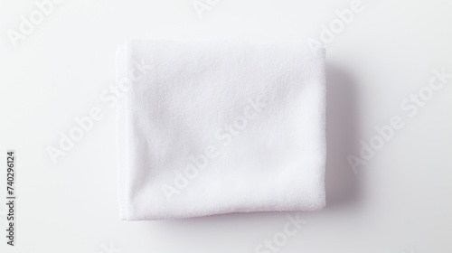 Elegant Minimalism: White Towel Resting on Clean White Surface From Above