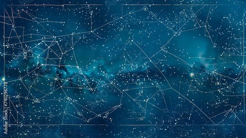 Abstract blue space background with stars and nebula