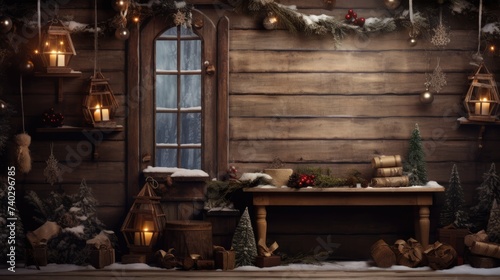 Rustic Wooden Wall Perfect for Christmas Background with Vintage Charm