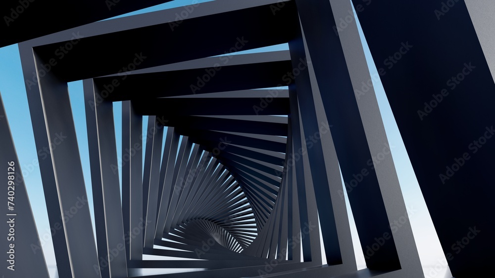 Fototapeta premium Abstract architecture background geometric shapes in design interior 3d render