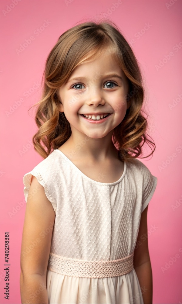 portrait of a girl, Portrait of a cheerful young girl in dress looking at camera isolated over pink background portrait of a girl, Portrait of a cheerful young girl in dress looking at camera isolated over pink background