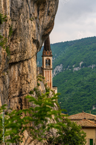 The rock church of the Madonna della Corona on Lake Garda in Italy.