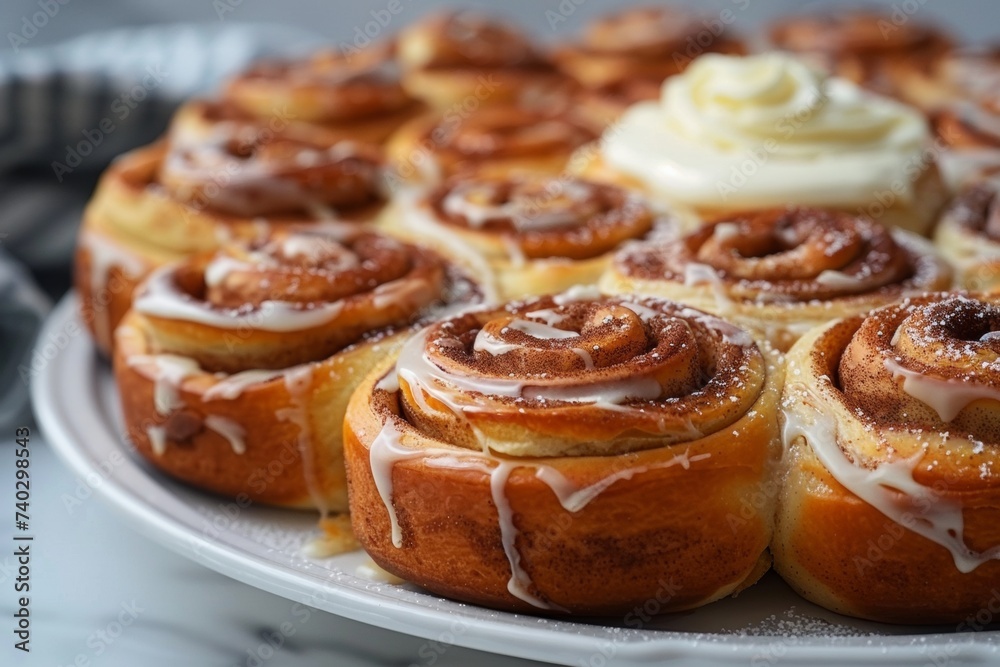 Cinnamon rolls topped with cream cheese icing