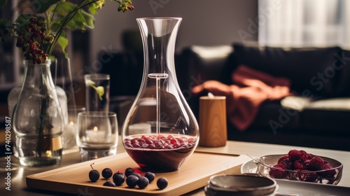 Wooden Table With Glasses and Vases