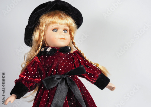 Vintage Austrian porcelain doll girl with blue eyes