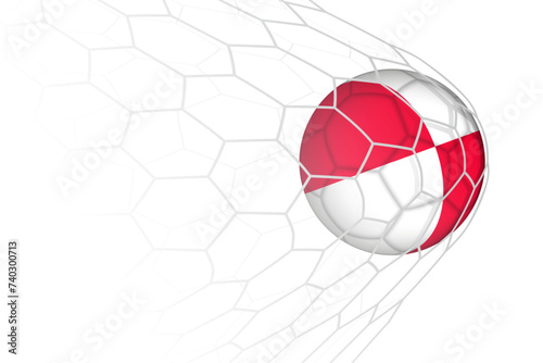 Greenland flag soccer ball in net.