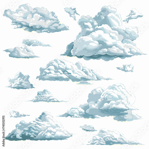Vector set of realistic isolated clouds  vector graphic