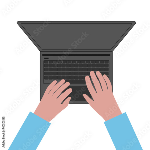 Modern laptop hands, great design for any purposes.