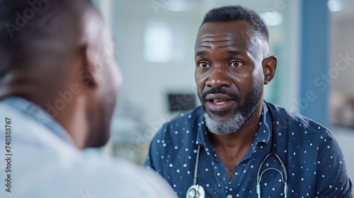 Un docteur noir conseillant un patient » IA générative photo