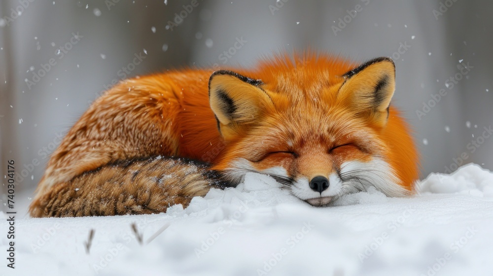 Fototapeta premium red fox in snow