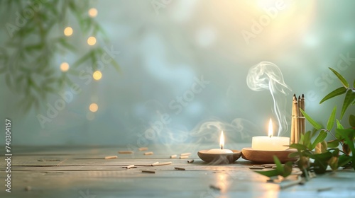 Ambiance zen avec bougies et encens » IA générative