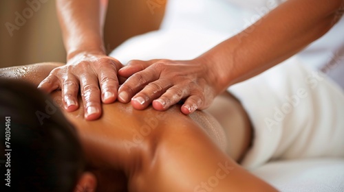 Femme se faisant masser le dos » IA générative