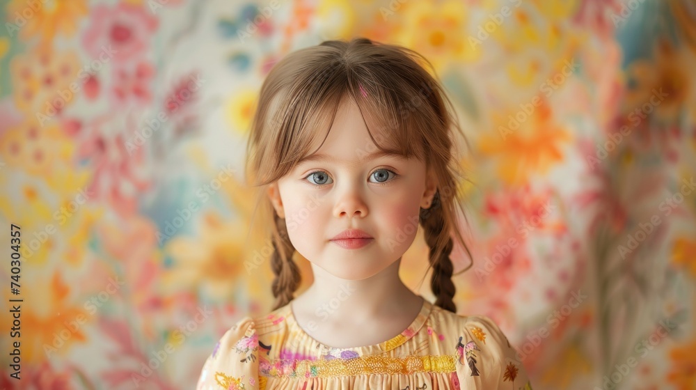 cute pink-cheeked healthy girl, with pigtails, portrait in rustic style, canri image cute pink-cheeked healthy girl, with pigtails, portrait in rustic style, canri image