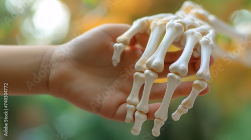 Une main tenant une main de squelette » IA générative