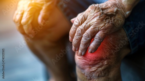 Mise en lumière sur le genou douloureux d'un vieil homme » IA générative