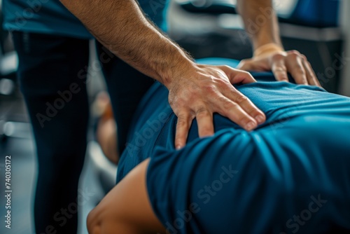 Kiné massant le dos d'un patient » IA générative photo
