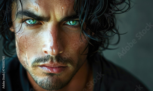 An attractive man with gree...