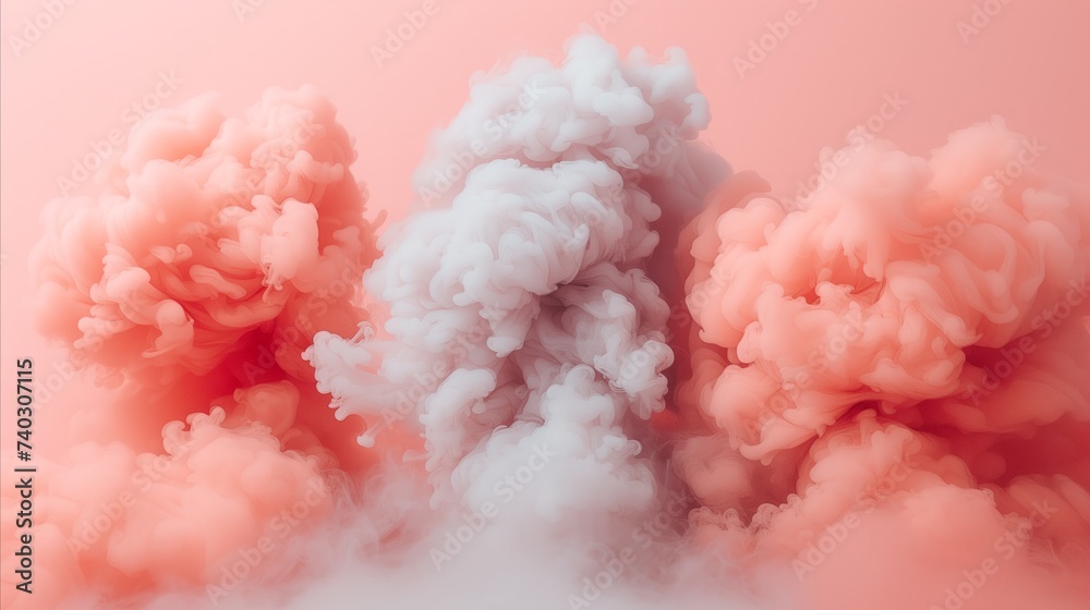Abstract pink and white smoke clouds on coral background Abstract pink and white smoke clouds on coral background