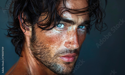 An attractive man with gree...