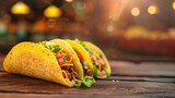 Gros plan sur des tacos délicieux sur la table d'un restaurant mexicain » IA générative