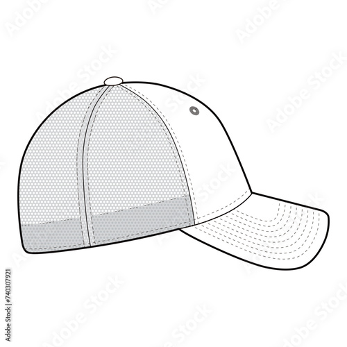 9Forty Mesh Mid with Snapback Closure High Detail Vector Illustratio