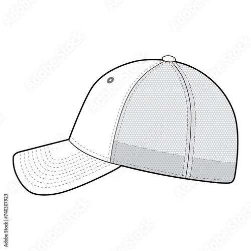 9Forty Mesh Mid with Snapback Closure High Detail Vector Illustratio