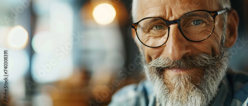 A wise man with a white beard and glasses carries an air of experience and contemplation