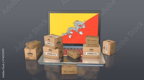 Bhutan, Kingdom of Bhutan, E-Commerce Visual Design, Social Media Images. 3D rendering. photo