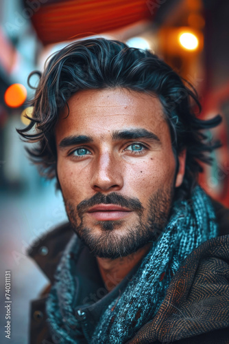 An attractive man with gree...