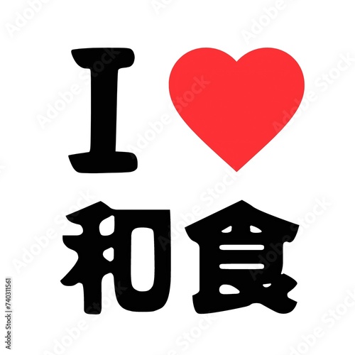 I Love Japanese Food - Washoku in Japanese Kanji Font