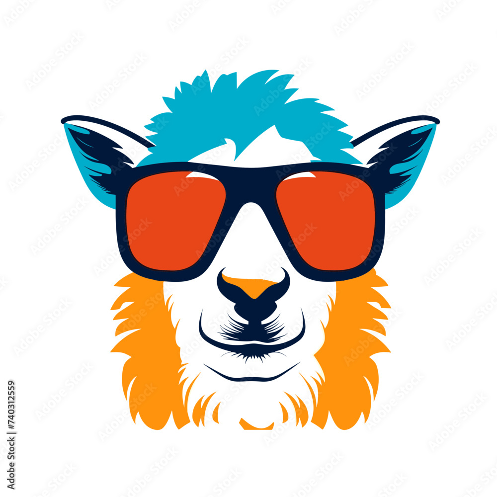 sheep hipster wearing glasses  vector illustration isolated transparent background logo, cut out or cutout t-shirt print design