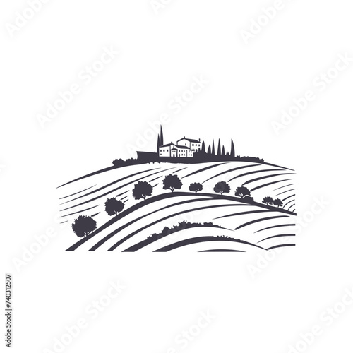 landscape tuscany italy heels  vector illustration isolated transparent background logo, cut out or cutout t-shirt print design