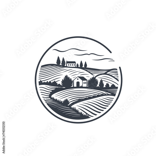 landscape tuscany italy heels  vector illustration isolated transparent background logo, cut out or cutout t-shirt print design