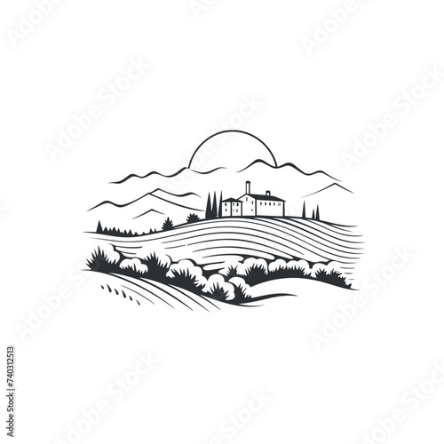 landscape tuscany italy heels  vector illustration isolated transparent background logo, cut out or cutout t-shirt print design