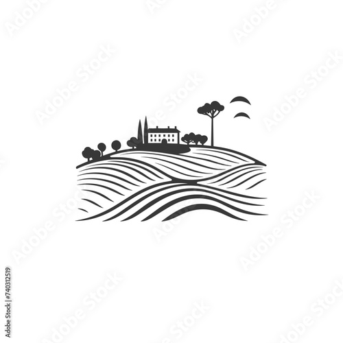 landscape tuscany italy heels  vector illustration isolated transparent background logo, cut out or cutout t-shirt print design