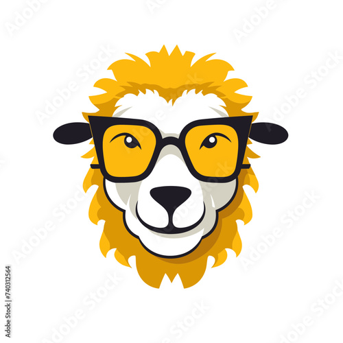 sheep hipster wearing glasses vector illustration isolated transparent background logo, cut out or cutout t-shirt print design