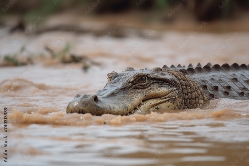 Obraz premium Close-Up of Crocodile Lurking in Water