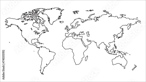 Fototapeta Naklejka Na Ścianę i Meble -  World Map transparent outline on isolated background