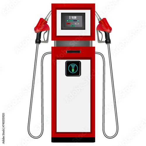 Fuel pump. Gas station. Gas station. Set of fuel pumps from different sides.Wireless, contactless or cashless payments, rfid nfc 